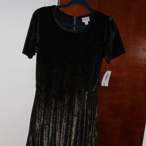 LuLa Roe Black with Gold Amelia Dress